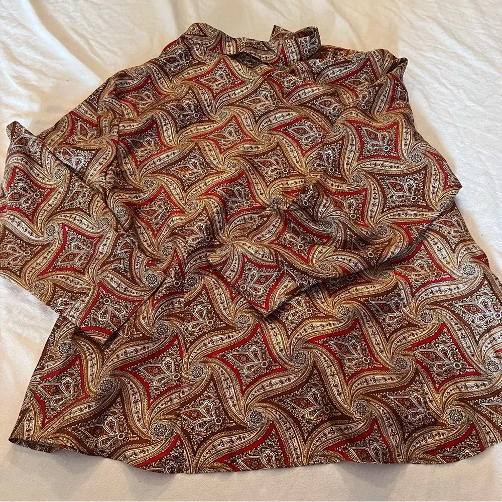Talbots Paisley Blouse - Red and Brown - Picture 2 of 14